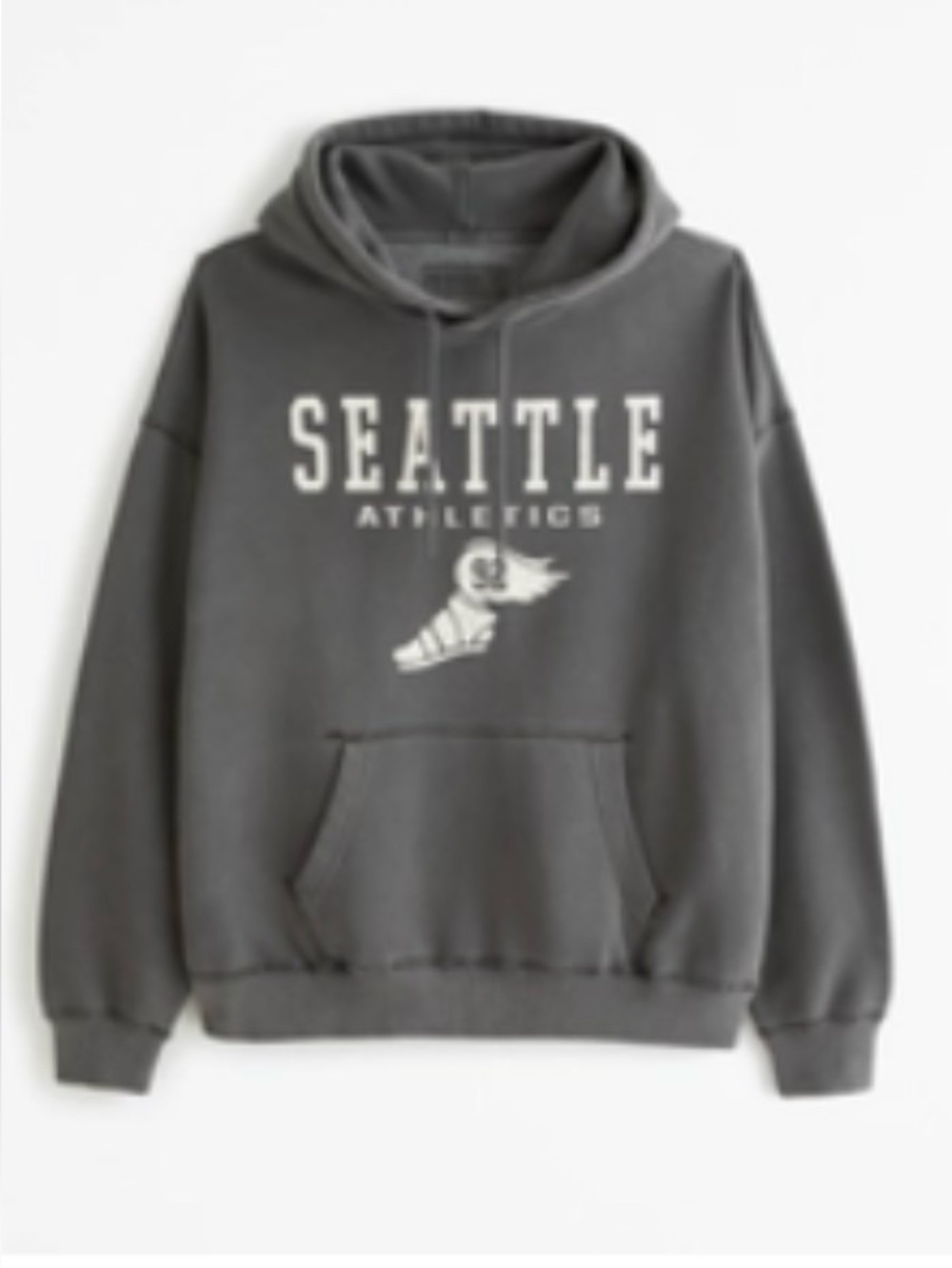 Abercrombie Hoodie - Varsity Graphic, Men's Size S, Dark Gray Oversized Pullover